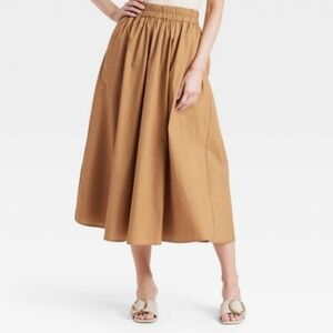 a new day Tan Midi Skirt